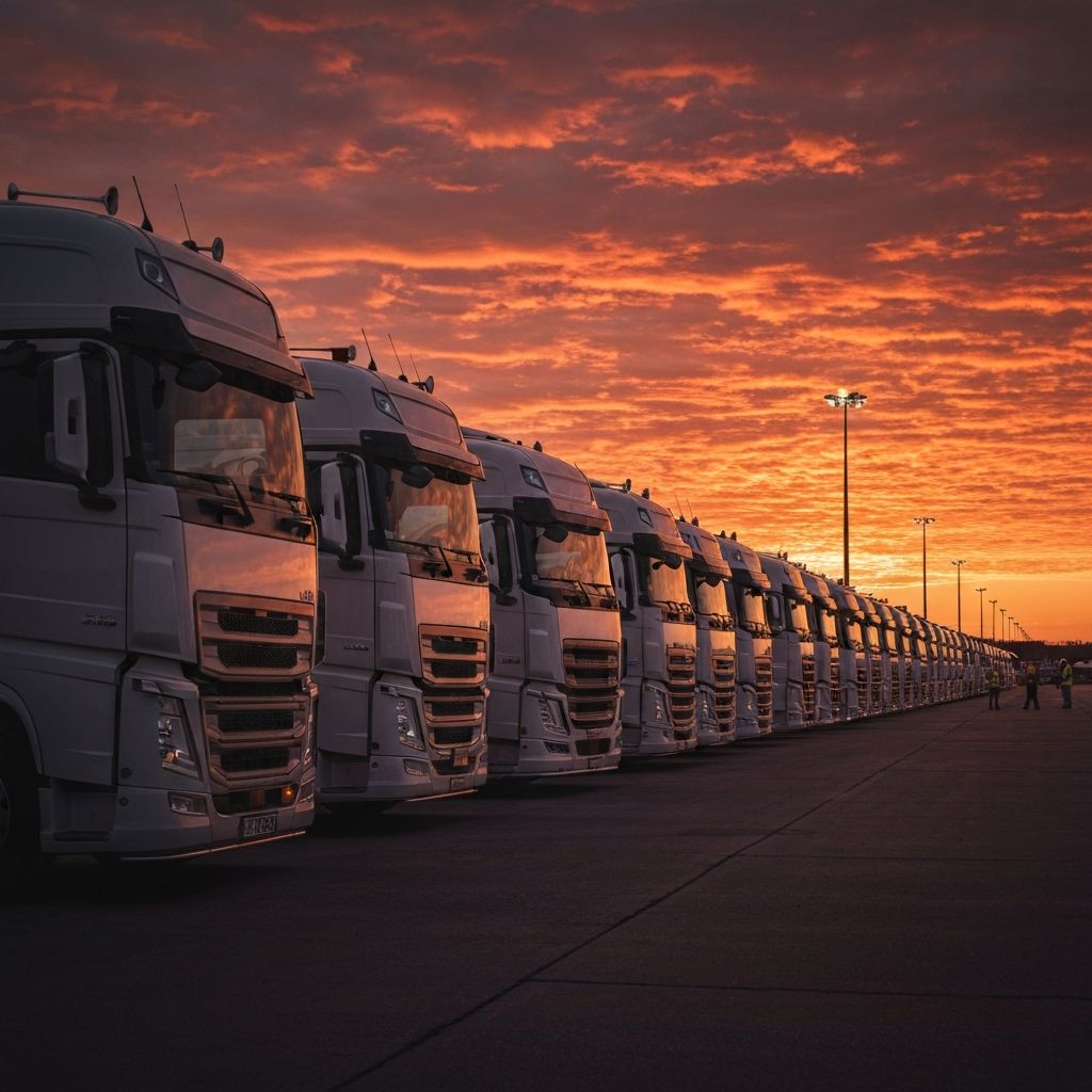 Professional fleet of trucks